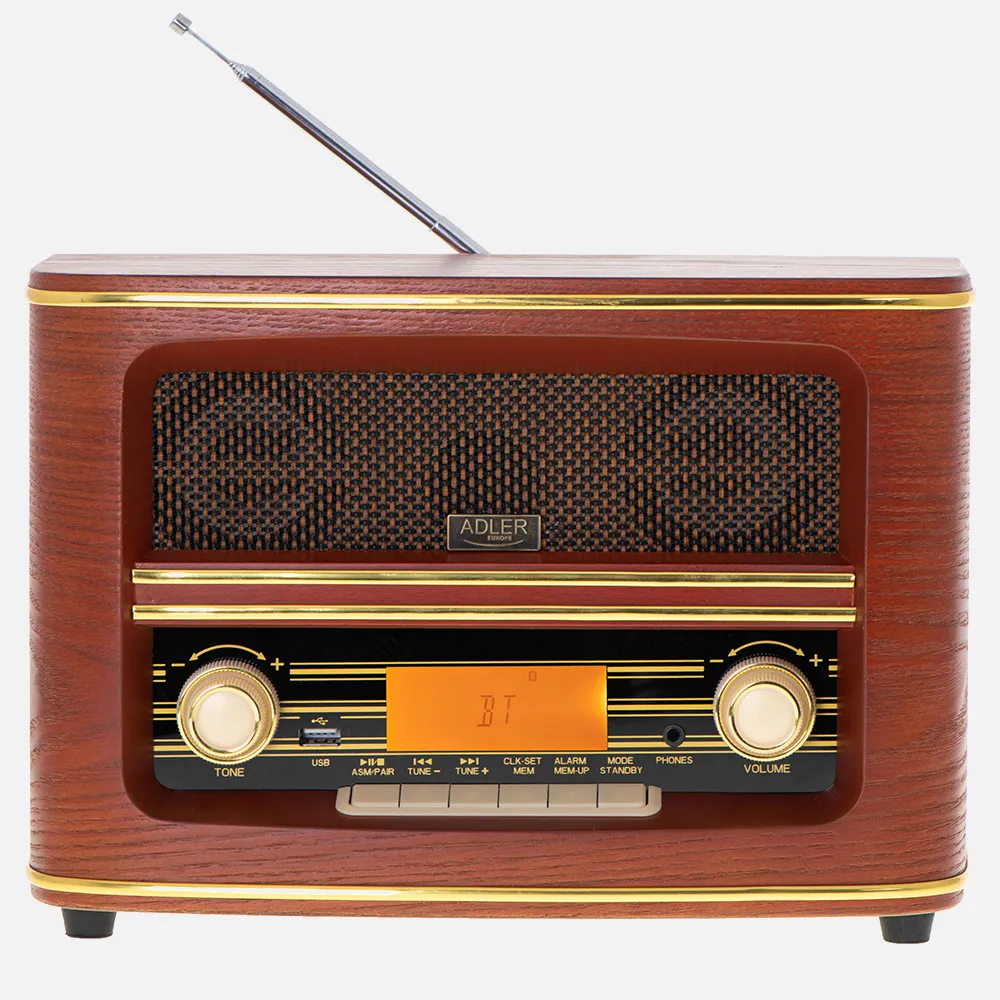 Radio Retro Fm Bluetooh 5.0 Usb Y Aux Reloj Alarma Apag. Autom. 30mem. Salida Auriculares
