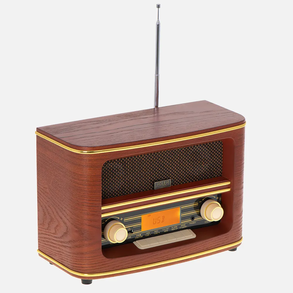 Radio Retro Fm Bluetooh 5.0 Usb Y Aux Reloj Alarma Apag. Autom. 30mem. Salida Auriculares