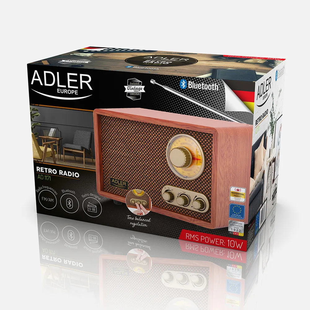 Radio Retro C/bluetooth Am/fm Ajuste Graves/agudos Conex. Inalambrica Telefono Tablet O Pc