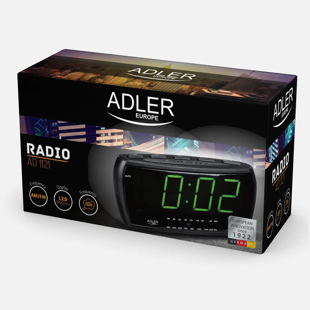 Radio Reloj Am/fm Pantalla Led 160x52mm Temporiz.cifra 4,8cm Alto Memoria Emisoras Alarma