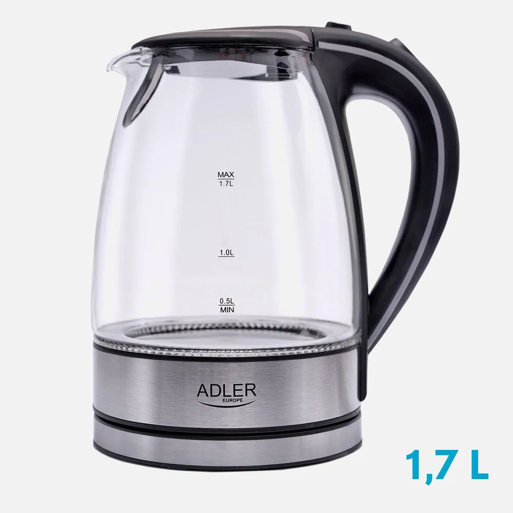 Hervidor De Agua Elect. De Vidrio 0,5-1,7 L 2200w Apagado Automatico.filtro Anti-cal