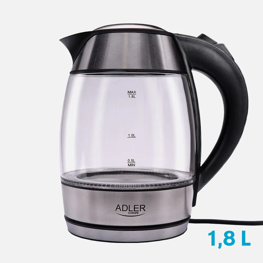 Hervidor De Agua Elect. De Vidrio 0,5-1,8l 2200w Apagado Automatico.filtro Anti-cal