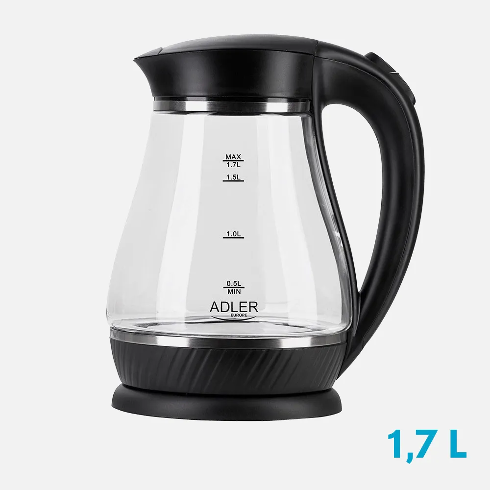 Hervidor De Agua Elect.de Vidrio Jarra Negro 1,7l  2200w.apagado Automatico.