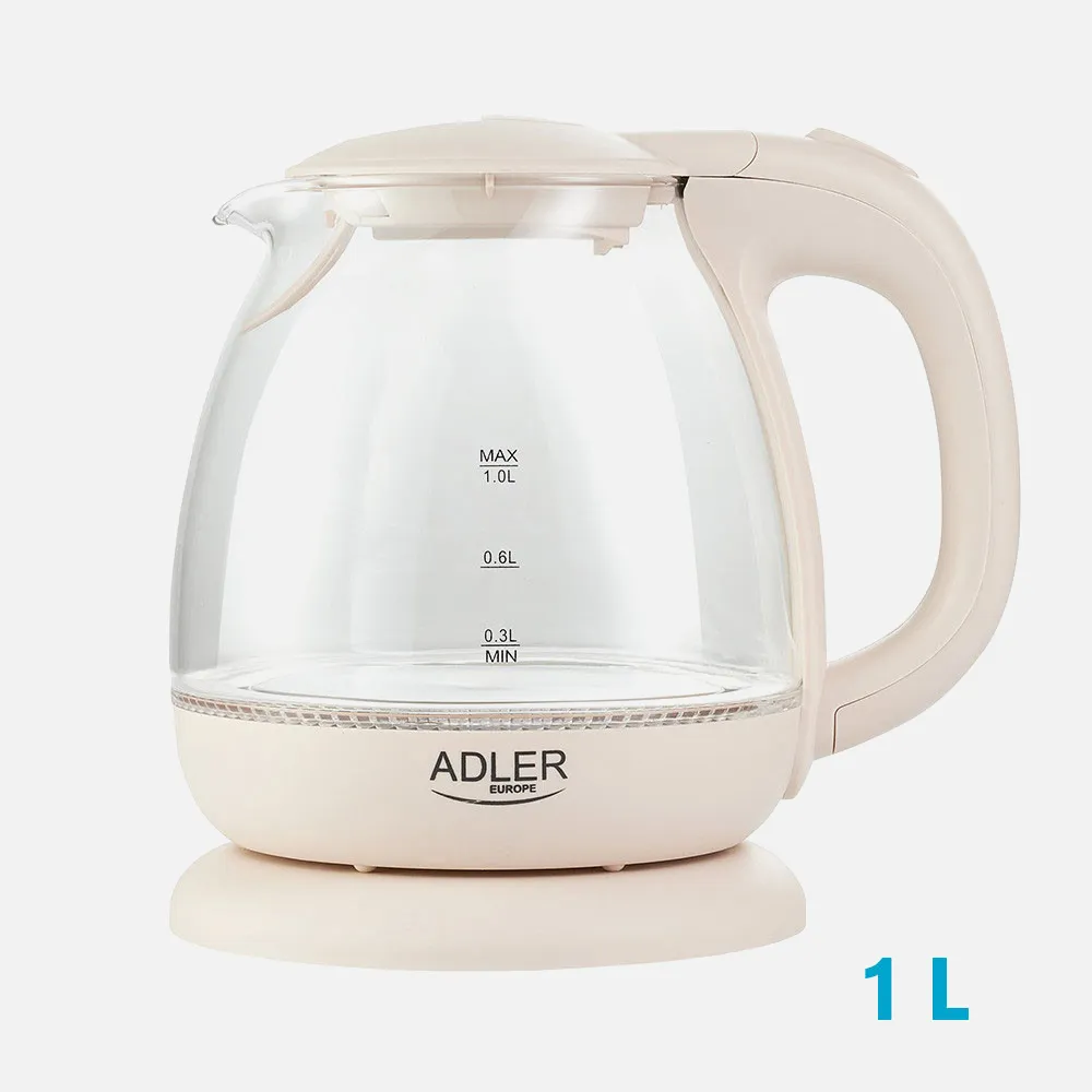 Hervidor De Agua Elect.de Vidrio Jarra 1l 1100w Apagado Automatico.