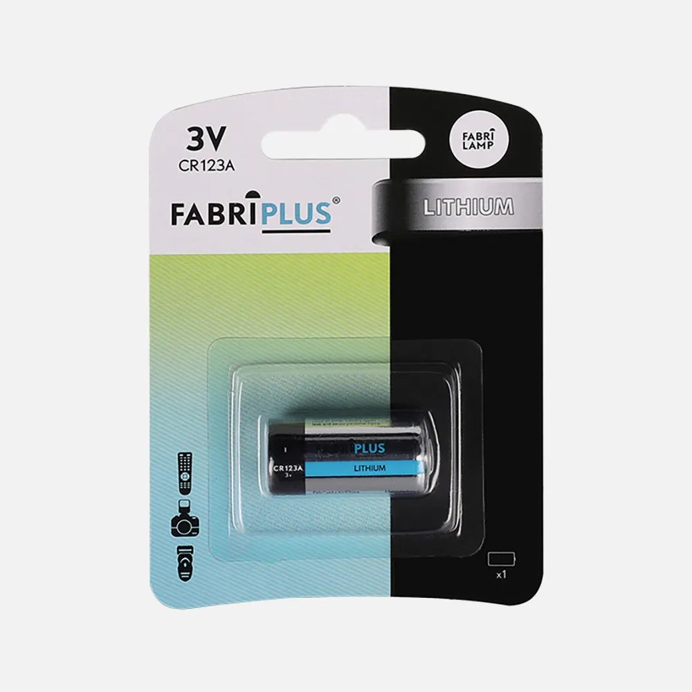 1432CR123A - Blister 1 Bateria Cr123a 3v Fabriplus Lithium 11,5x8,5x1,8 Cm