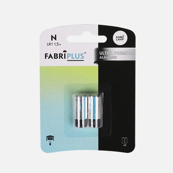 Blister pack 2 Batteries N/lr1 1,5v Fabriplus 11,5x8,5x1,2 Cm Super Alkaline 0%mercury