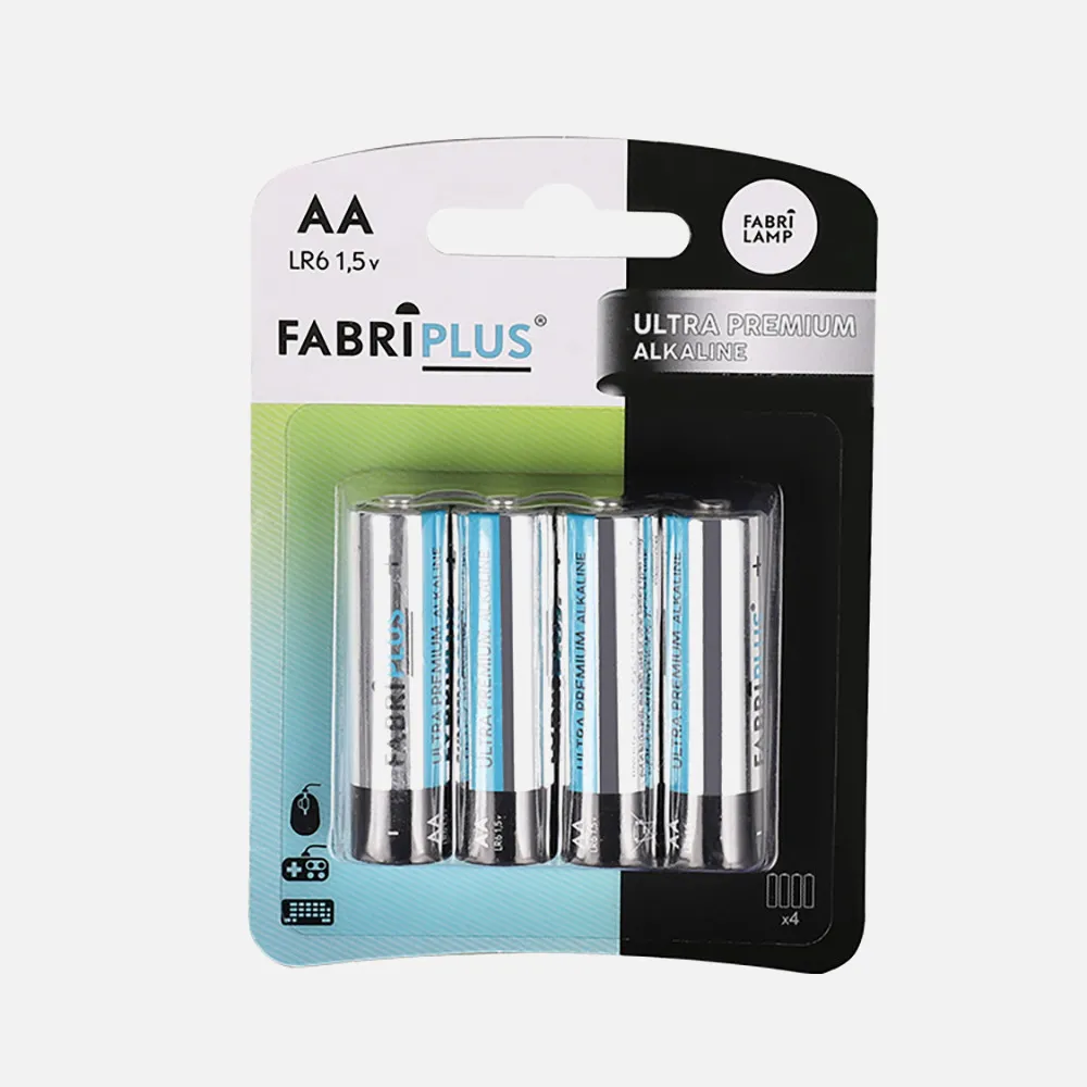 Blister 4 Pilas Aa/lr6 1,5v Fabriplus Alcalina Ultradigital 0%mercurio11,5x8,5x1,5 Cm