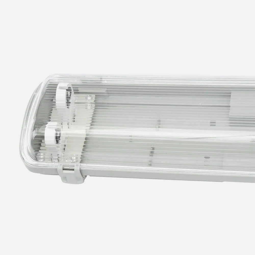 150492060 - Lampshade Tight 60cm Lines  For Led 2xt8 Ip54 Grey/clear 67x11,7x6 Cm