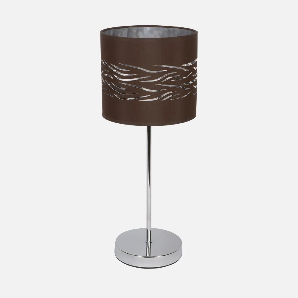 Sobremesa Niebla 1xe14 Cromo/marron-plata 43x17x17 Cm