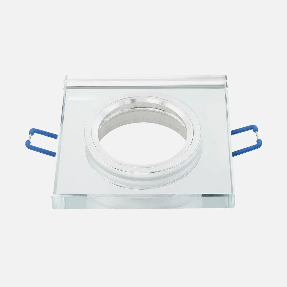 Empotrable Cristal Solna 1xgu10 Cuadrad Grosor 1cm Transparente C/portalampara 1x9x9 Cm Corte 6 Cm