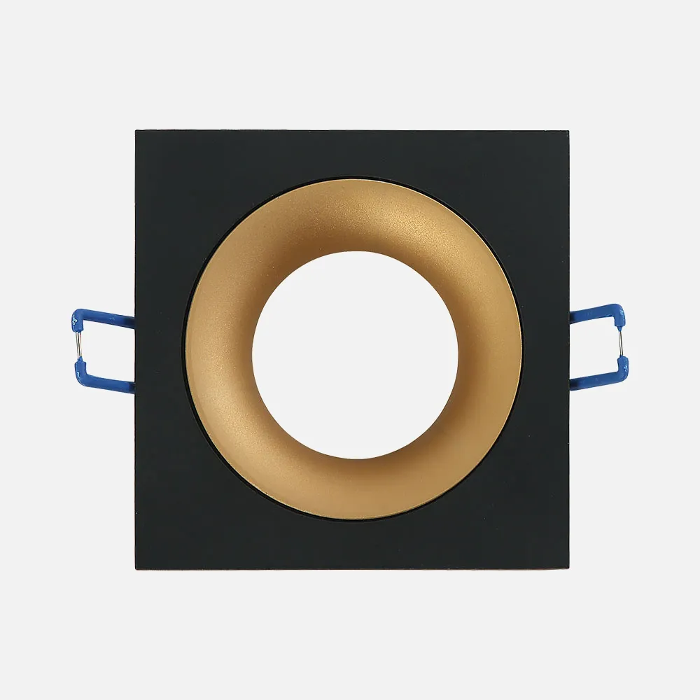 Empotrable Anou 1xgu10 Cuadrado Negro/oro  2x9,2x9,2 Cm 8 De Corte.c/portalampara