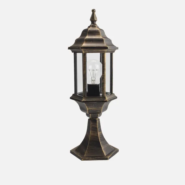 Pollux 1xe27 Preto/ouro 48,5x17x17x17 Cm Ip44 Candeeiro de parede exterior em alumínio 1xe27 Preto/ouro 48,5x17x17 Cm Ip44