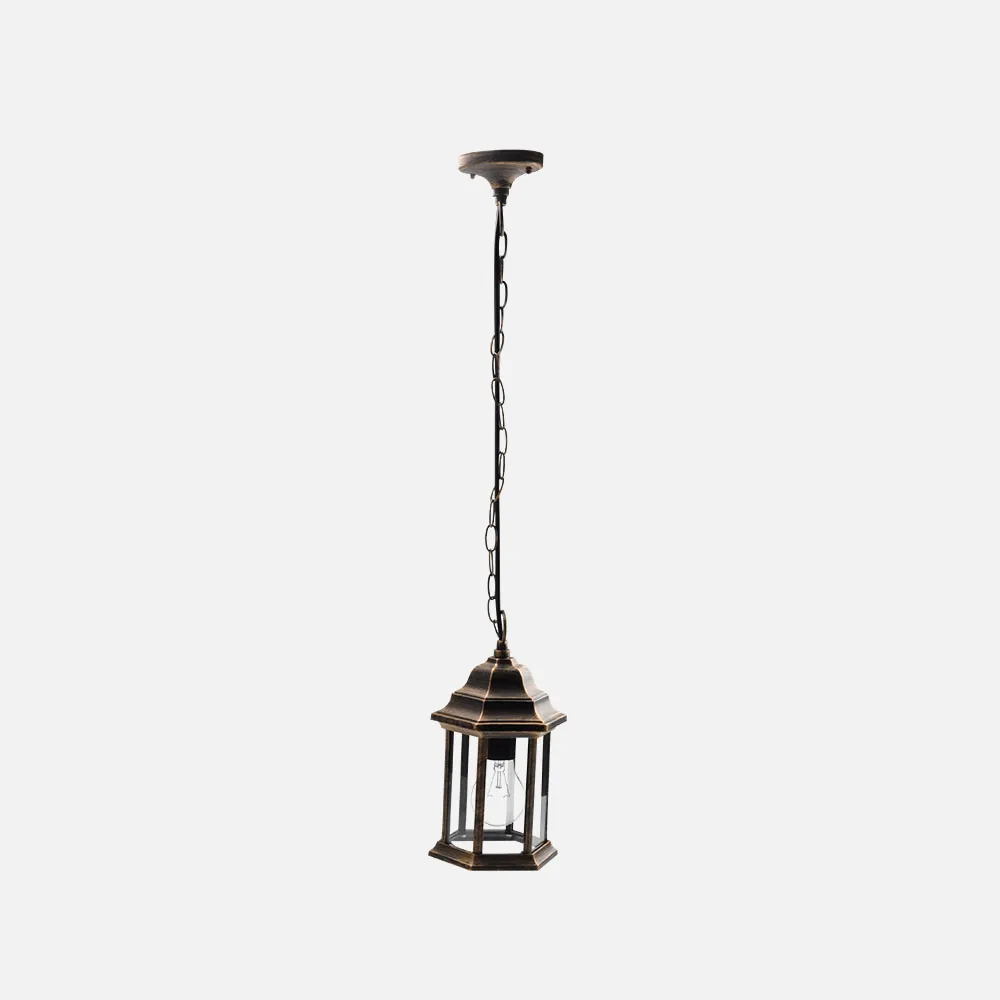 Colgante Exterior Aluminio Pollux 1xe27 Neg/oro   Regx17,5x17,5 Cm   Ip44