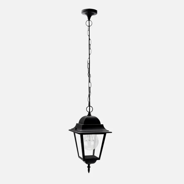 Colgante Exterior Aluminio Spica 1xe27 Negro Ip44  Regx21,5x21,5 Cm