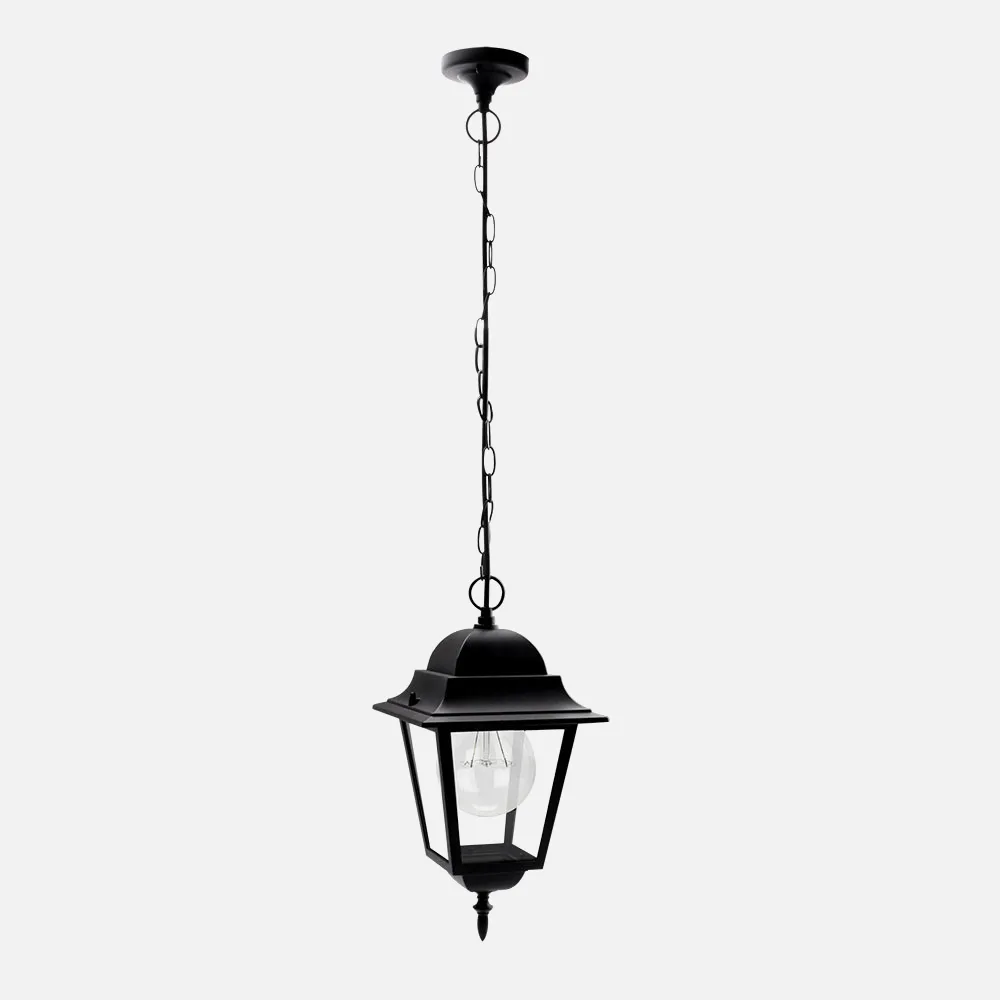 149291009 - Colgante Exterior Aluminio Spica 1xe27 Negro Ip44  Regx21,5x21,5 Cm