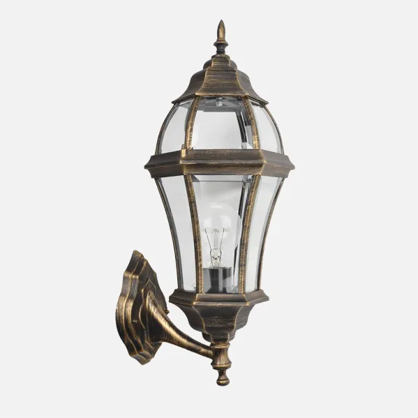Aplique Exterior Aluminio Becrux 1xe27 Neg/oro  Ip44 59,5x25x26 Cm