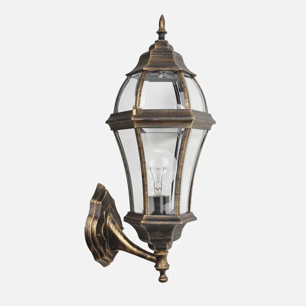 Aplique Exterior Aluminio Becrux 1xe27 Neg/oro  IP44 59,5x25x26 Cm
