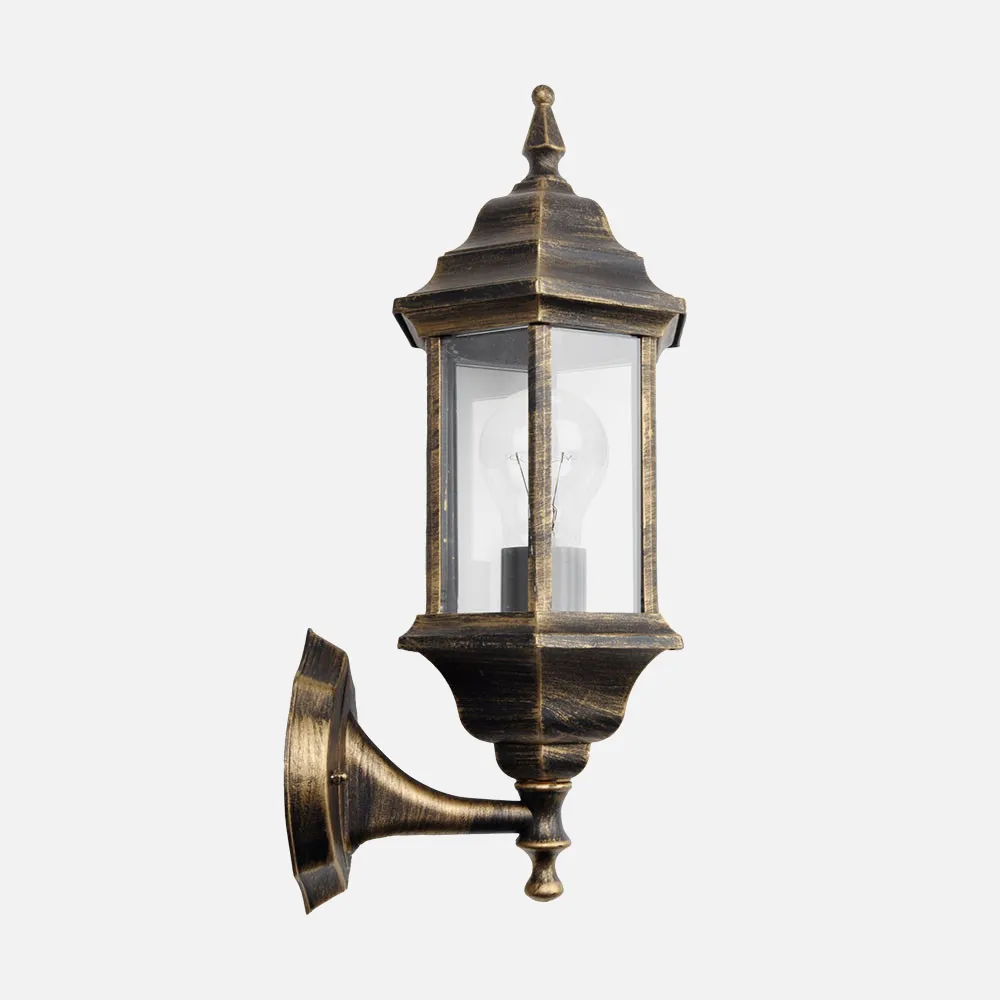 149461016 - Wall light Ext.aluminium Pollux Peq.1xe27 Neg/gold Ip44 42x16x20 Cm