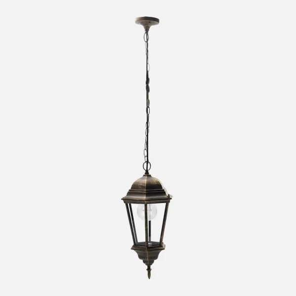 Pendant light Ext.aluminium Regulus 1xe27 Neg/gold Ip44  Regx23x23 Cm