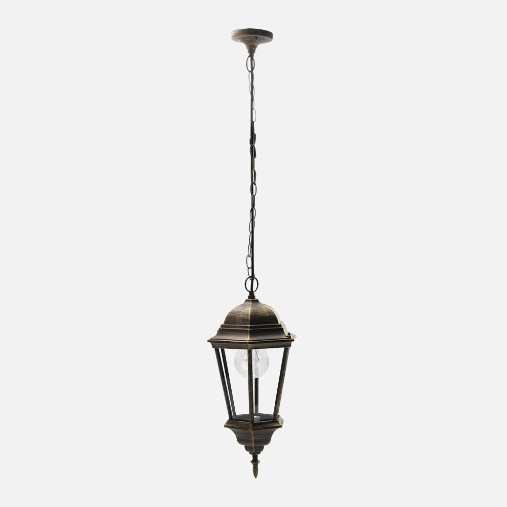 149791016 - Pendant light Ext.aluminium Regulus 1xe27 Neg/gold Ip44  Regx23x23 Cm