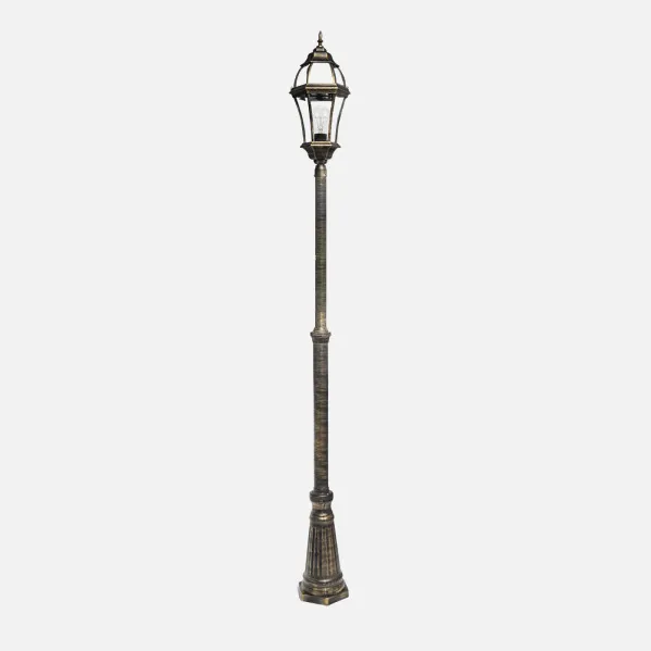 Lâmpada de rua exterior em alumínio Becrux 1xe27 Preto/ouro Ip44 234x25x25x25x25 Cm Altura Ajustável