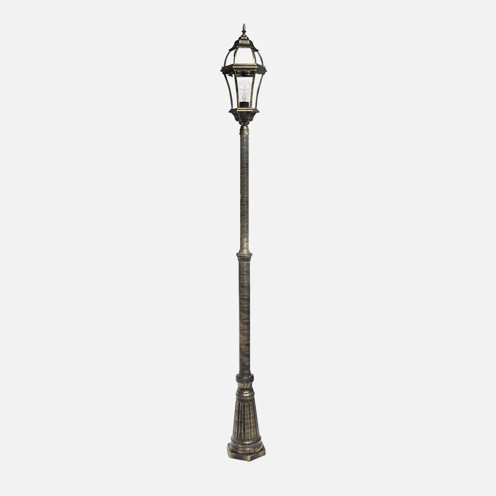 149641016 - Farola Exterior Aluminio Becrux 1xe27 Neg/oro Ip44 234x25x25 Cm Regulable En Altura