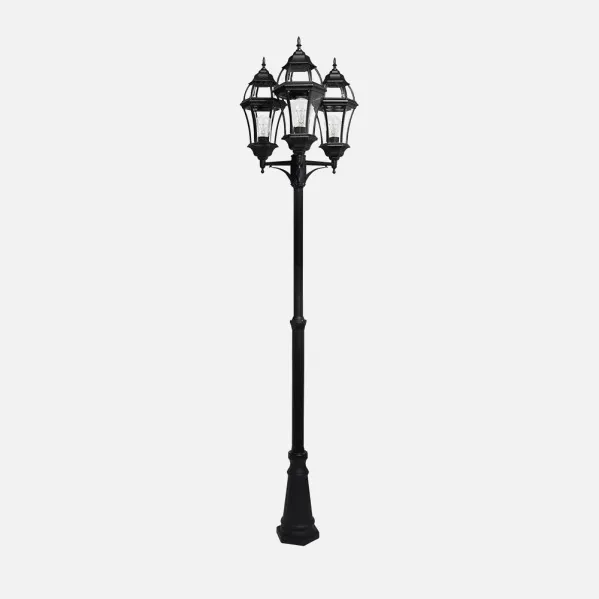Street lamp Outdoor Aluminium Becrux 3xe27 Black Ip44 234x60x60 Cm Dimmable In Height Ip44