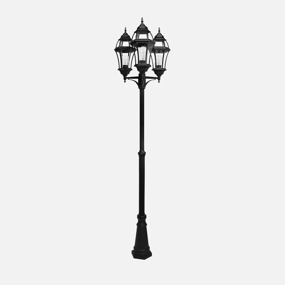149643009 - Farola Exterior Aluminio Becrux 3xe27 Negro Ip44 234x60x60 Cm Regulable En Altura Ip44