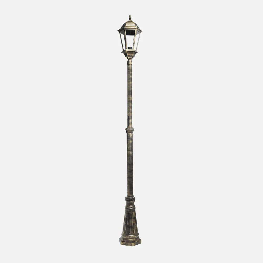 149741016 - Farola Exterior Aluminio Regulus 1xe27 Negro/oro    230x25x25 Cm Regulable En Altura Ip44