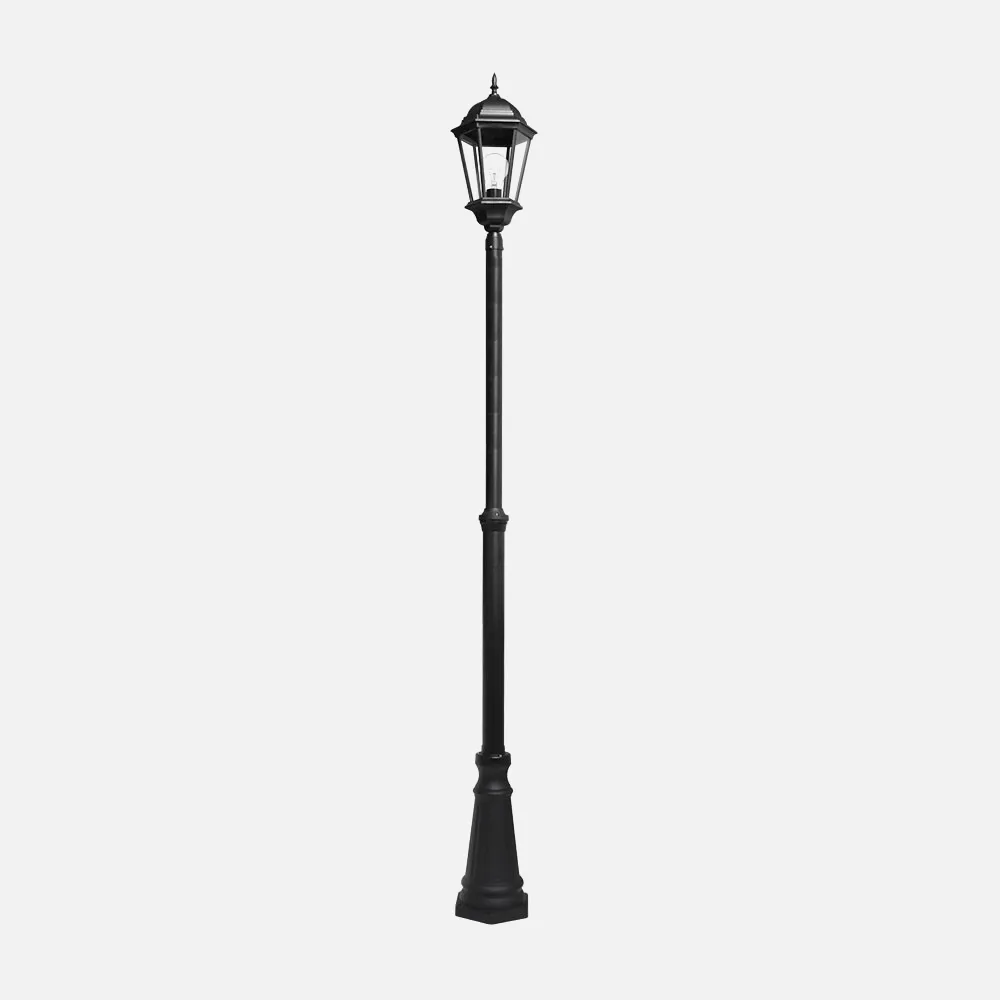 Farola Exterior Aluminio Regulus 1xe27 Negro    230x25x25 Cm Ip44