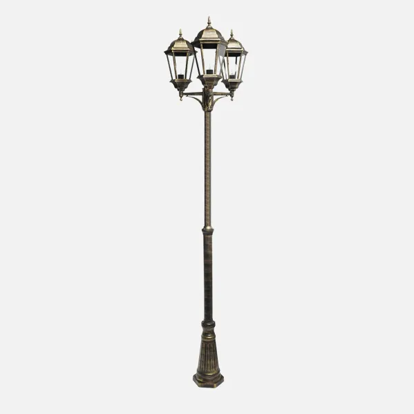 Farola Exterior Aluminio Regulus 3xe27 Neg/oro    230x60x60 Cm Regulable En Altura  Ip44