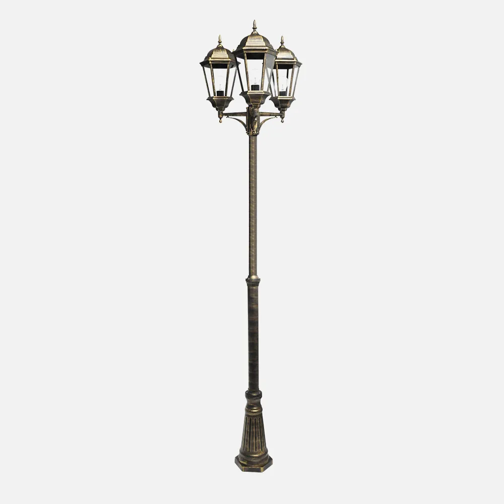 149743016 - Farola Exterior Aluminio Regulus 3xe27 Neg/oro    230x60x60 Cm Regulable En Altura  Ip44