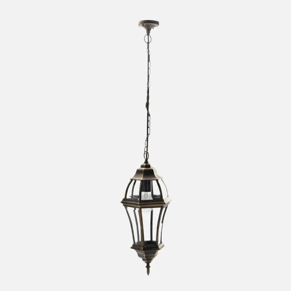 Colgante Exterior Aluminio Becrux 1xe27 Neg/oro  Regx24x24 Cm  Ip44