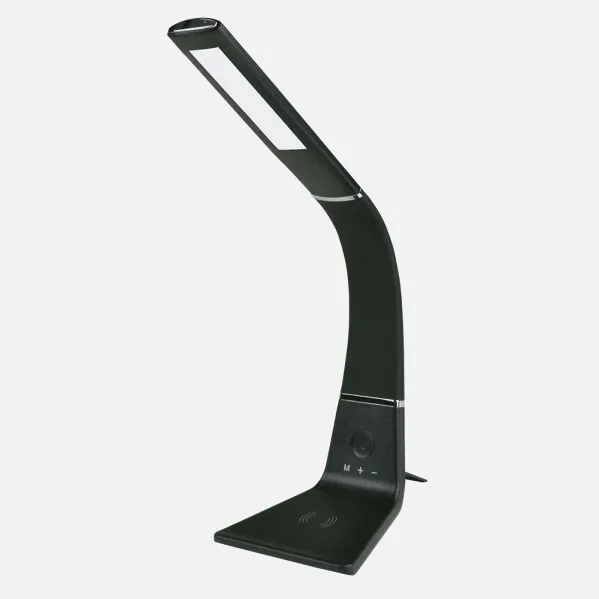 Flexible Desk Lamp Kodonita 5w 400lm 3500-6000k Black/chrome, Wireless Qi Charging, Dimmable