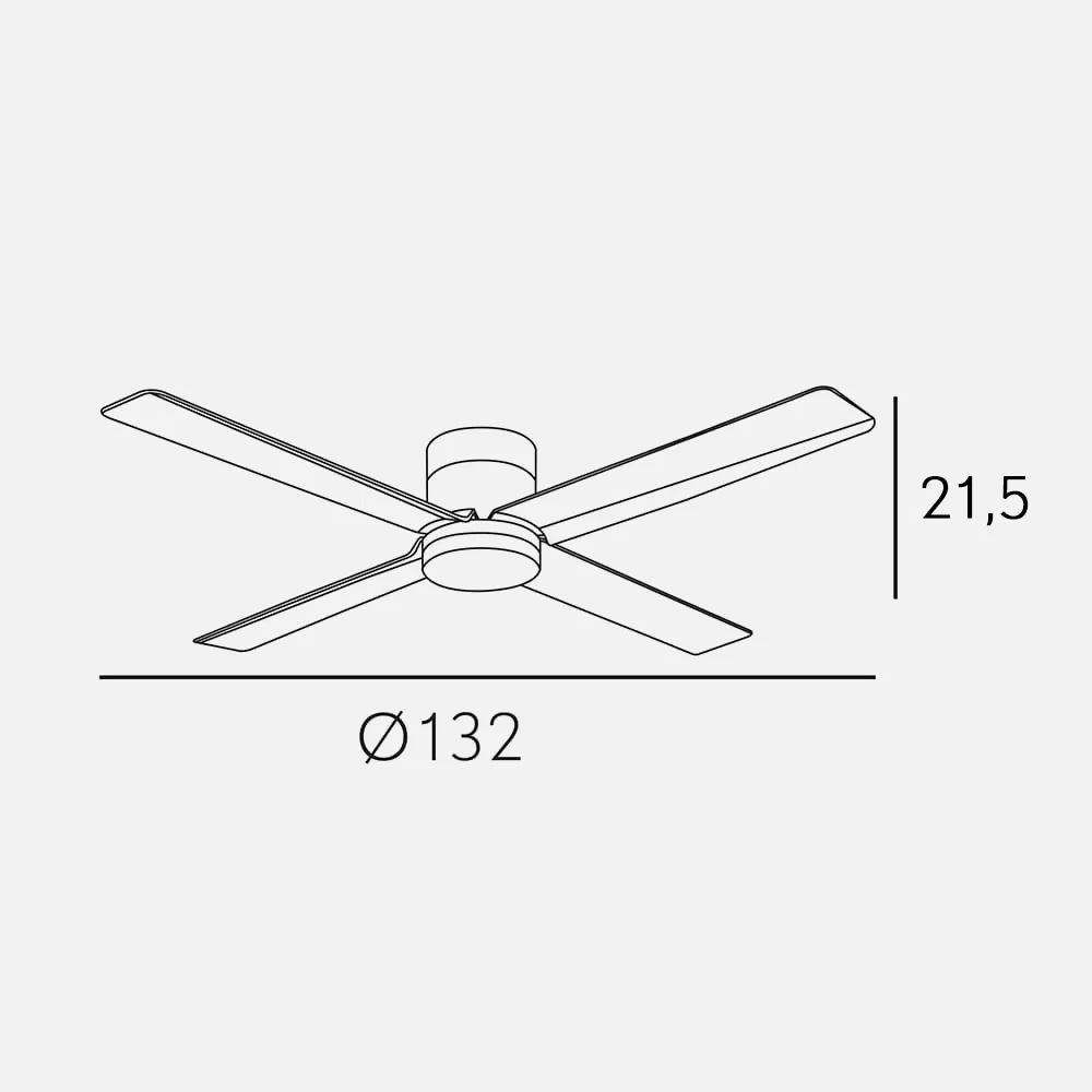 Ventilador Dc Blanco Kona 4 Aspas 18w 3000-4000-6000k 1800l  21,5x132d Control  Remoto Y Temporizador