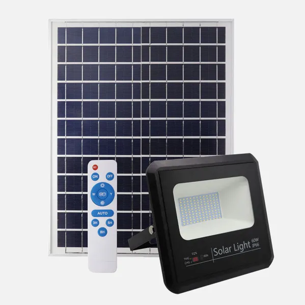 Proyector Solar Malaquita 60w 6500k Negro 5400lm (23x25,5x6,5)(35x35x2)cm Mando Y Cable 5m