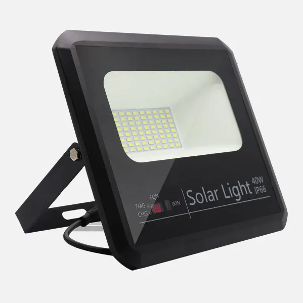 Floodlight Solar Malaquita 40w 6500k Black 3600lm (20,5x23x6)(35x23,5x2)cm command and Cable 5m