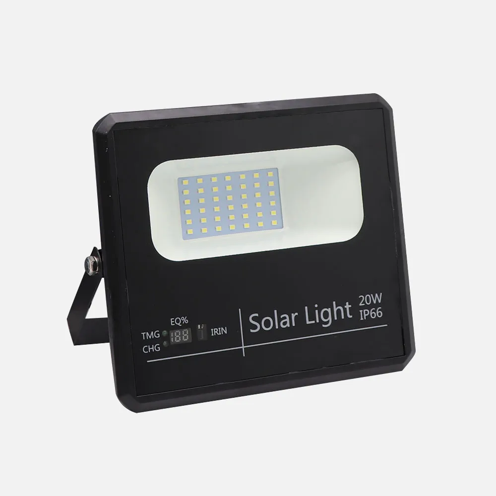 Proyector Solar Malaquita 20w 6500k Negro 1800lm (17x19,5x5)(35x23,5x2)cm Mando  Y Cable 5m