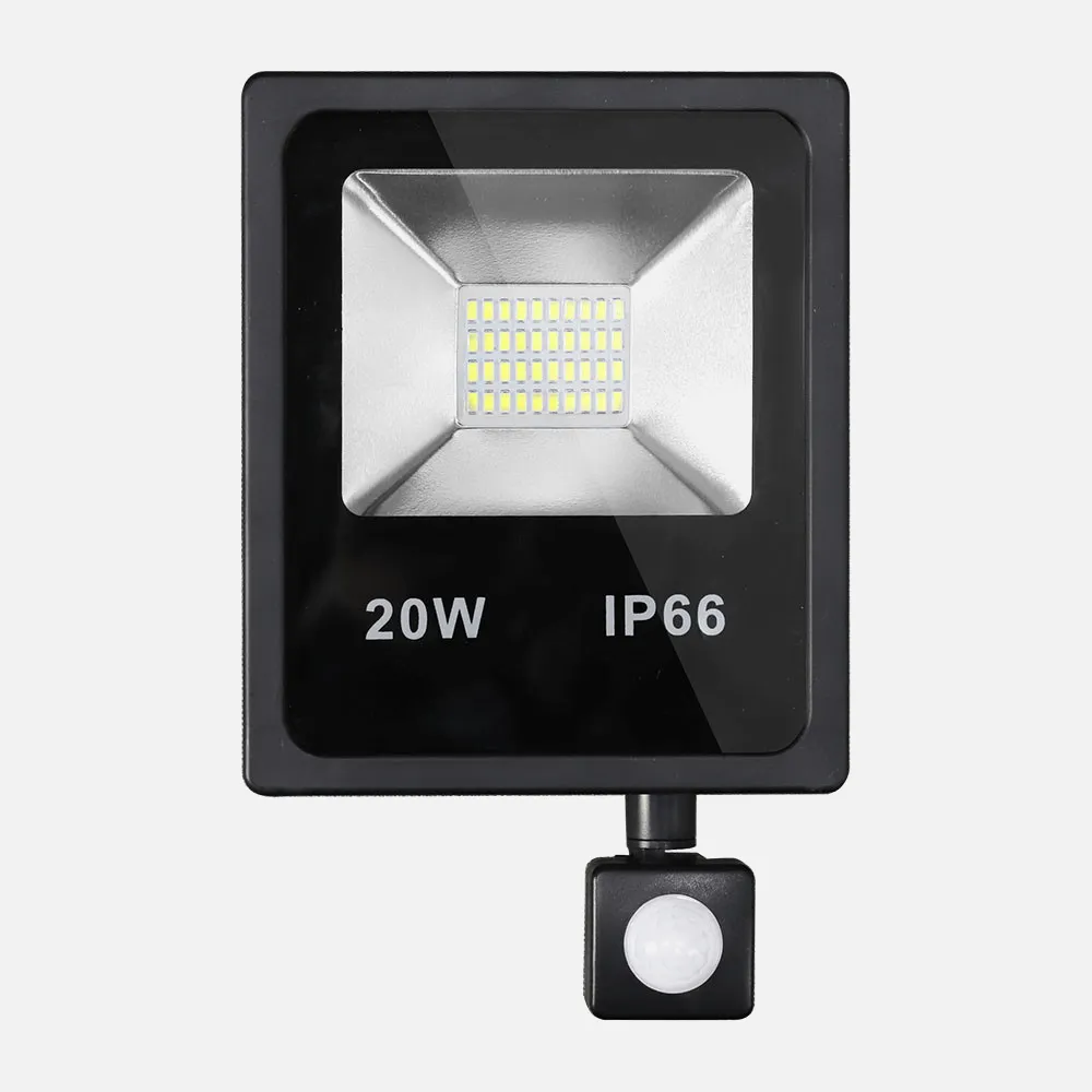 Proyector C/sensor  Olivino 20w 6500k Negro 1800lm  Led Sm Ip66 23,5x15,5x5 Cm
