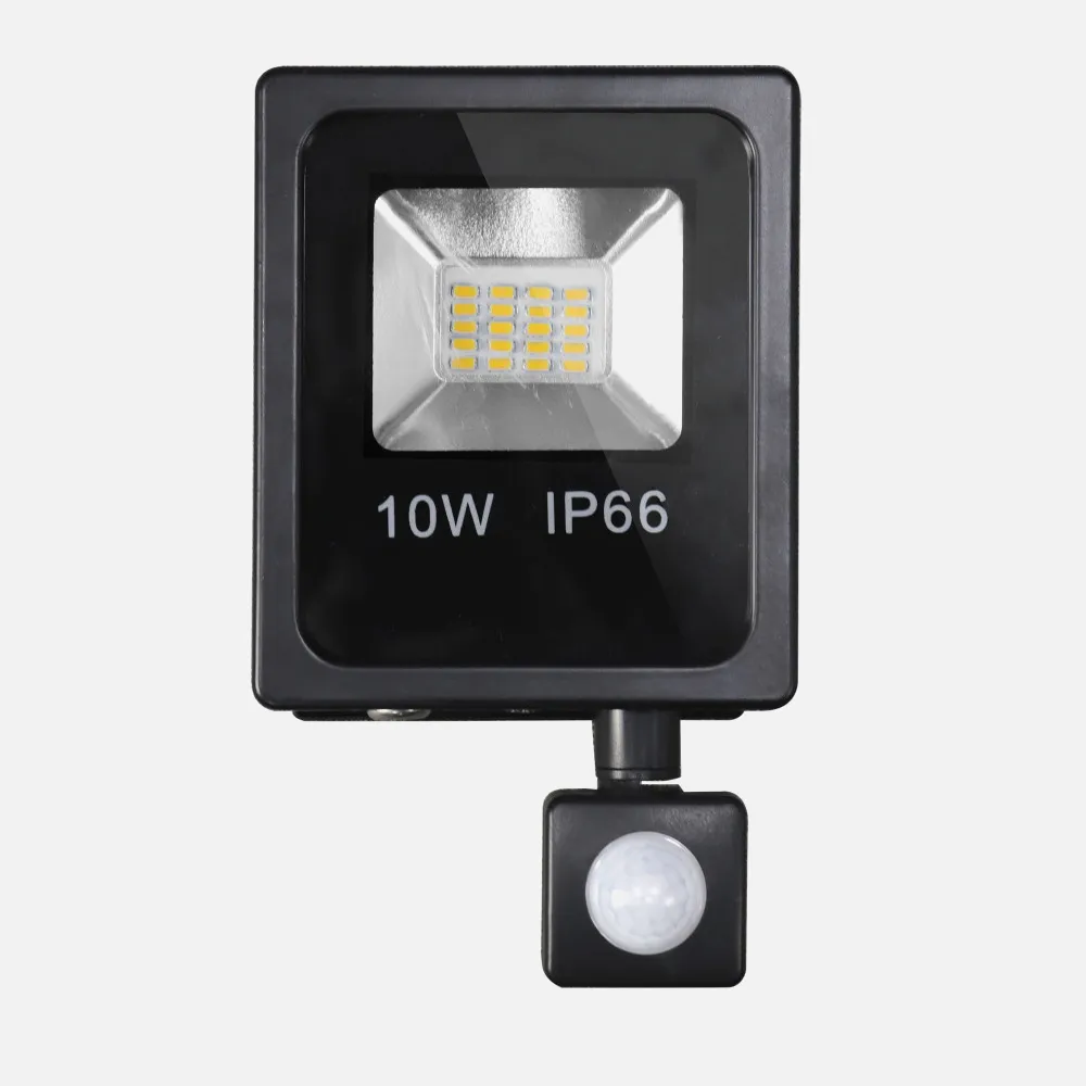 Proyector C/sensor  Olivino 10w 6500k Negro 900lm  Led Sm Ip6619x11,5x5 Cm 