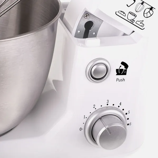 Robot Cocina 1000w 6 Veloc. Inclinable Cuenco 4l Antisalpicadura.3 Agitadores.