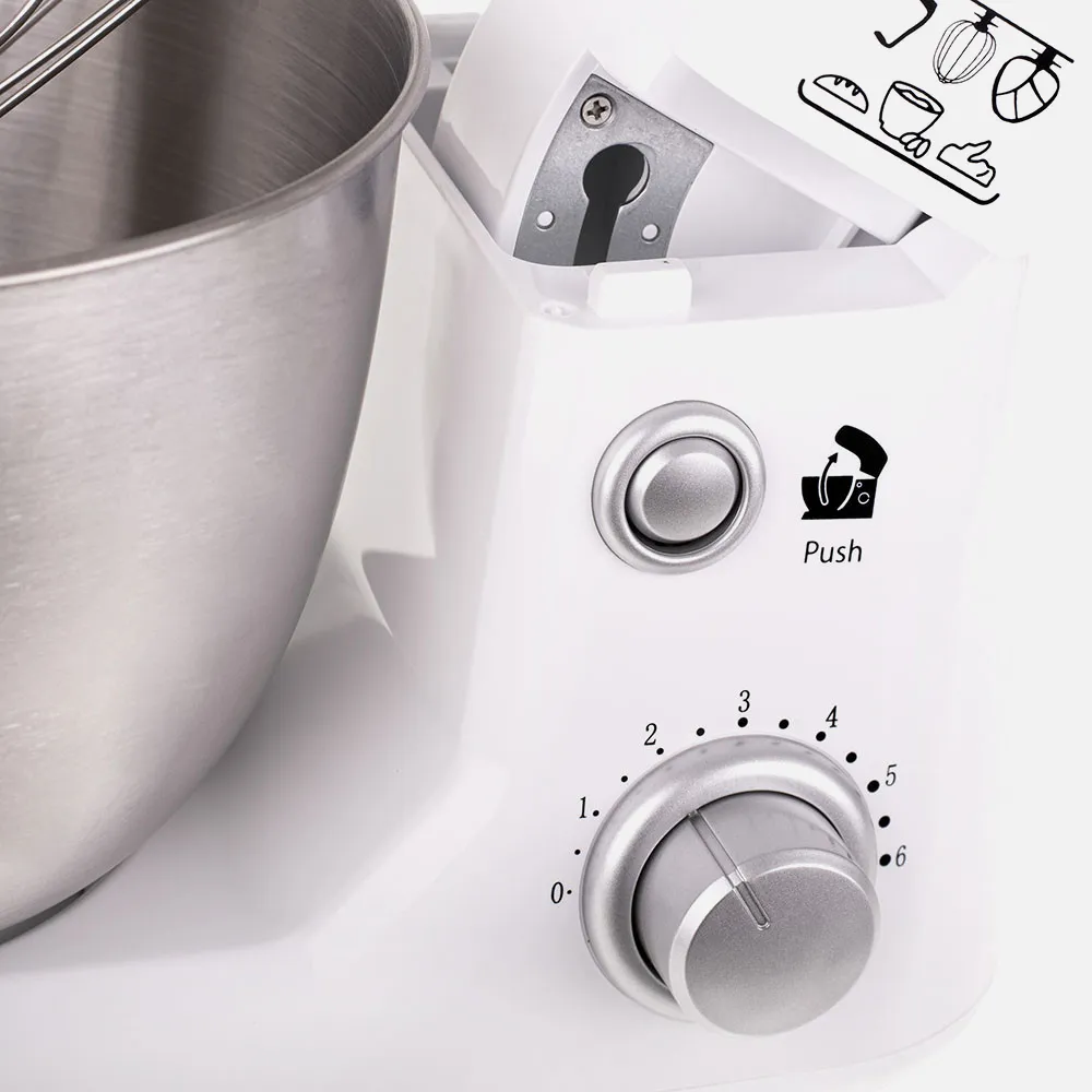 Robot Cocina 1000w 6 Veloc. Inclinable Cuenco 4l Antisalpicadura.3 Agitadores.
