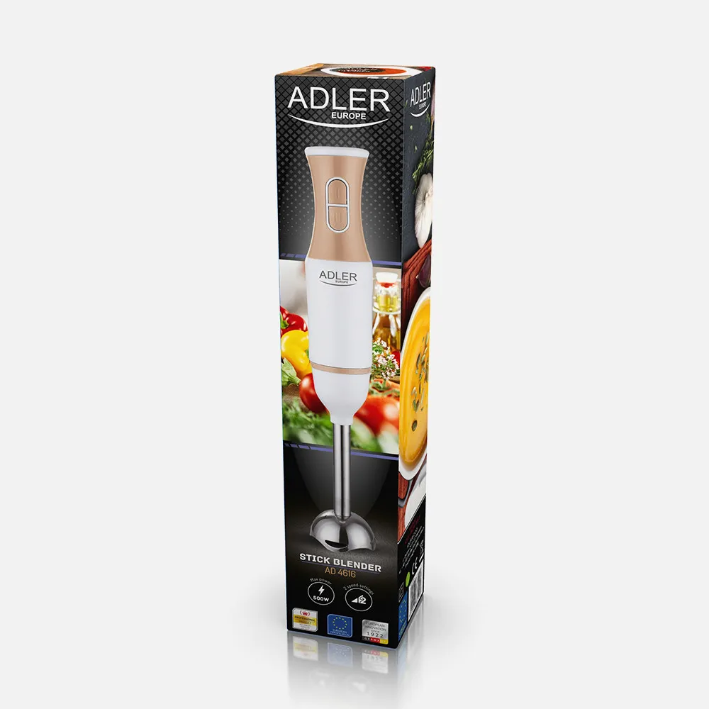 Batidora Mano 500w Cuchillas Acero Inox. 2 Veloc. Punta De Acero Inox. Silencioso