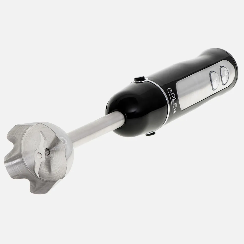 Batidora Mano 1500w Acero Inox. Negra 5veloc.turbo Luz De Velocidad Cuchillas Acero Inox.