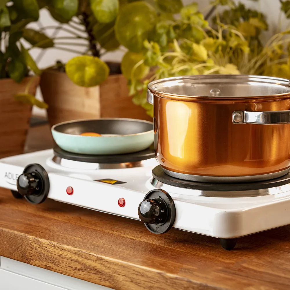 Cocina Electrica 2500w 2 Quemadores Placas 155mm Y 185mm Control De Temperatura