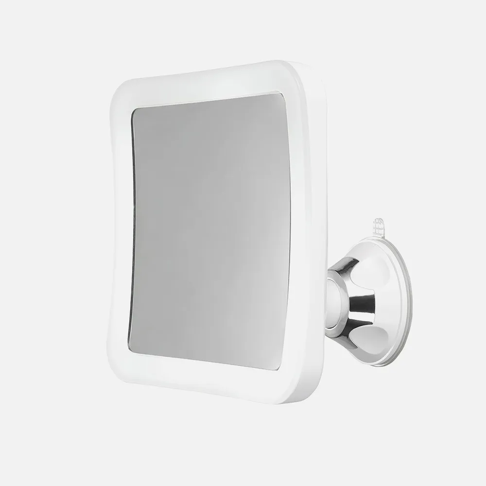 Espejo De Baño 25 Leds 16'30cmx16'30cm 3 Pilas Aa Aumento 5x Ajuste Luz Ventosa Giro 360º