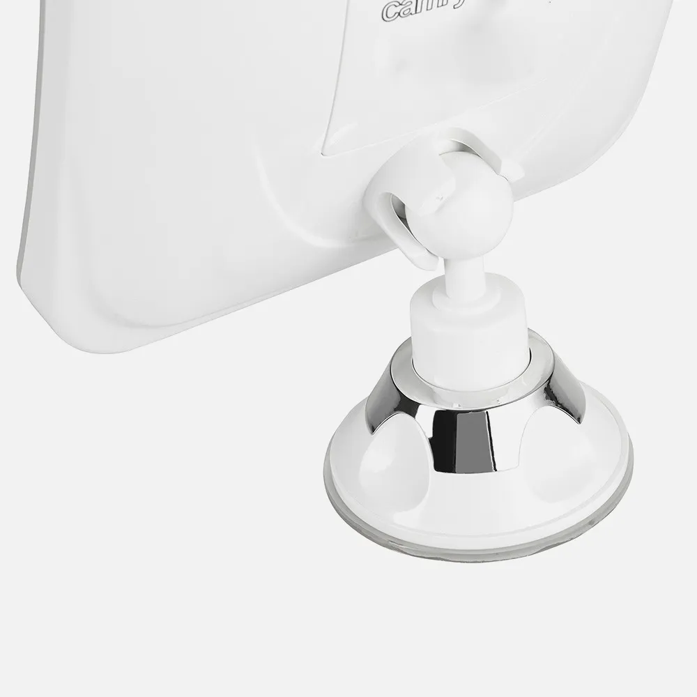 Espejo De Baño 25 Leds 16'30cmx16'30cm 3 Pilas Aa Aumento 5x Ajuste Luz Ventosa Giro 360º