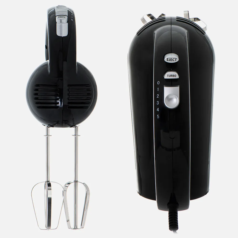 Batidora De Mano 800w Negra 5 Velocidades Botones Turbo Y Expulsion Acero Inox.