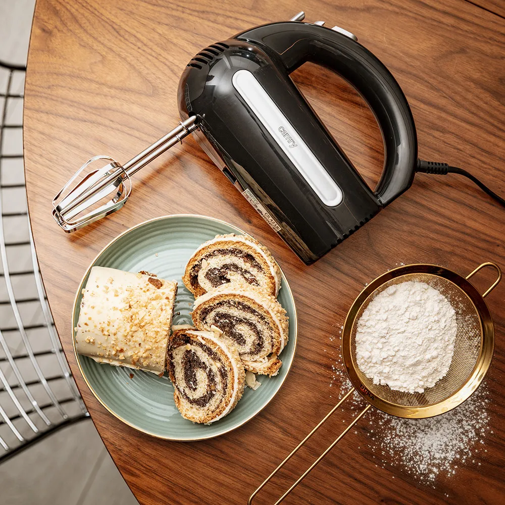 Batidora De Mano 800w Negra 5 Velocidades Botones Turbo Y Expulsion Acero Inox.