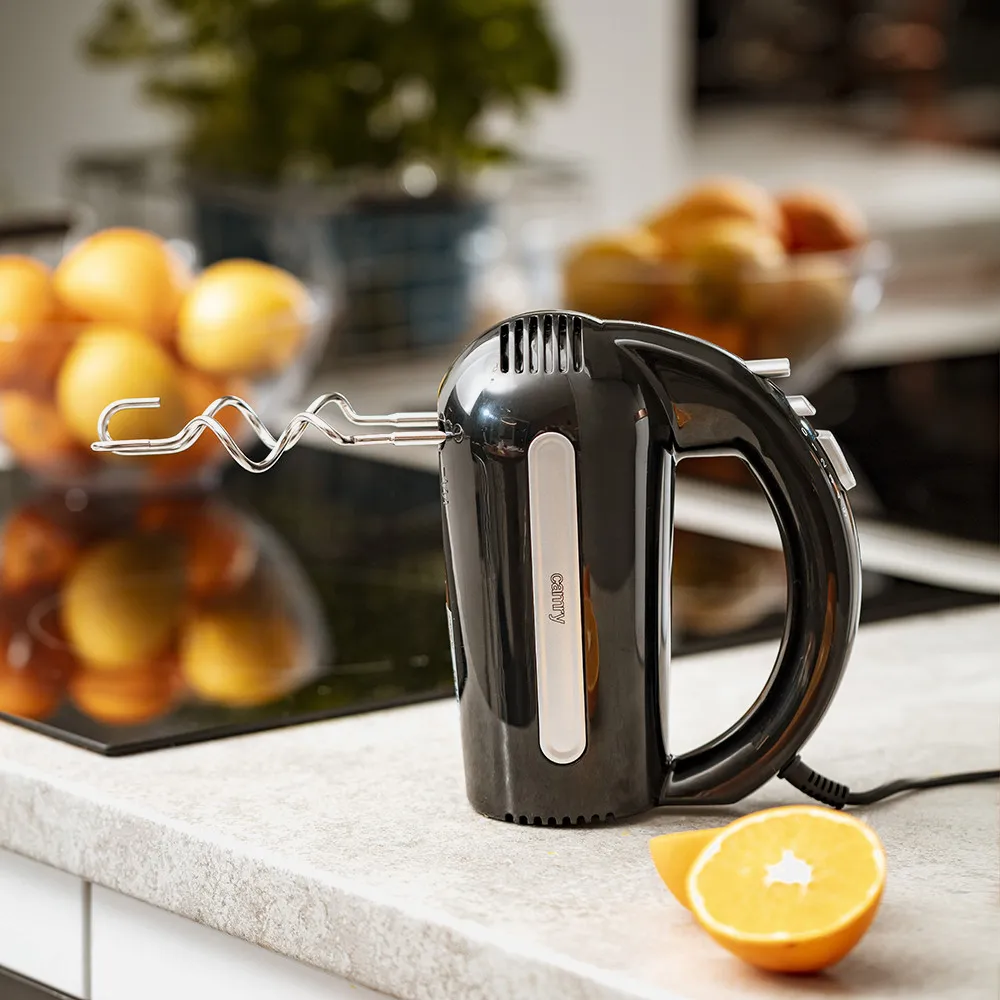 Batidora De Mano 800w Negra 5 Velocidades Botones Turbo Y Expulsion Acero Inox.